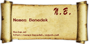 Nemes Benedek névjegykártya